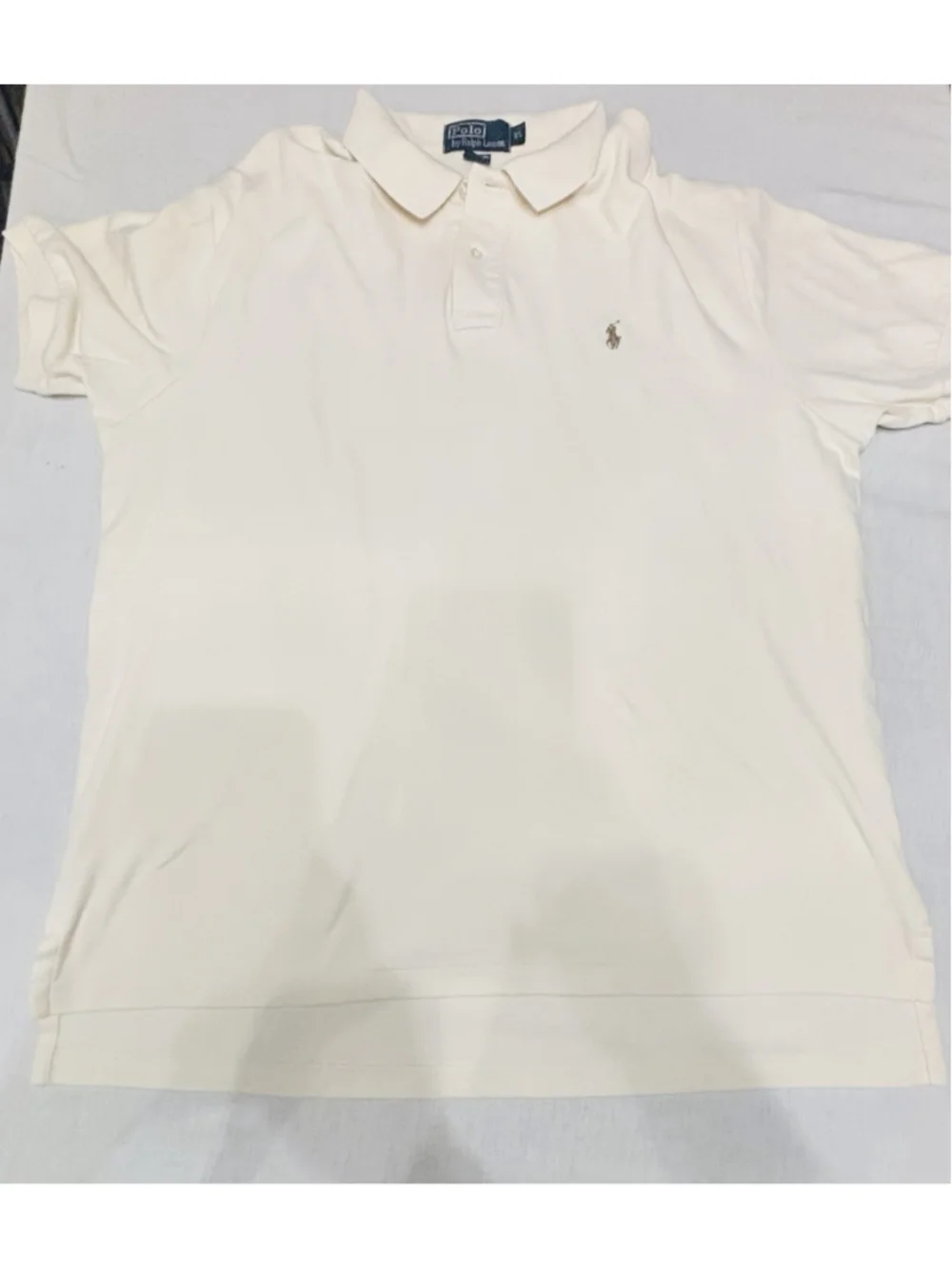 Vintage Polo Ralph Lauren Polo Shirt Mens XL Cream Cotton Brown Pony Logo